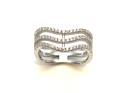 Silver CZ Triple Band Wishbone Ring Size K 1/2