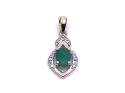 9ct Yellow Gold Emerald & Diamond Pendant