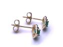 9ct Yellow Gold Emerald & Diamond Stud Earrings