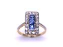 An Old Sapphire & Diamond Oblong Cluster Ring