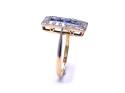 An Old Sapphire & Diamond Oblong Cluster Ring