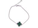 Silver Single Green Clover Bracelet