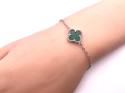Silver Single Green Clover Bracelet