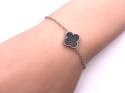 Silver Single Black Clover Bracelet