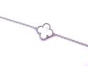 Silver Single Mother Of Pearl Clover Bracelet