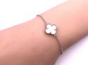 Silver Single Mother Of Pearl Clover Bracelet
