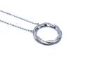 Silver CZ Twist Circle Pendant & Chain