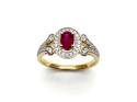 18ct Yellow Gold Ruby & Diamond Halo Cluster Ring