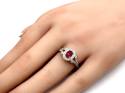 18ct Yellow Gold Ruby & Diamond Halo Cluster Ring
