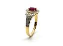 18ct Yellow Gold Ruby & Diamond Halo Cluster Ring