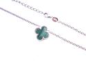 Silver Single Green Clover Necklet