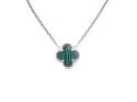 Silver Single Green Clover Necklet