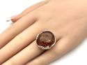 Silver Cognac Amber Butterfly Detail Ring