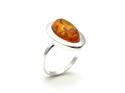 Silver Amber Oval Ring Size Q