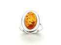 Silver Amber Oval Ring Size Q