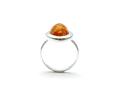 Silver Amber Oval Ring Size Q