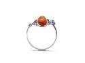 Silver Oval Amber Filagree Ring Size P