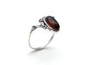 Silver Oval Amber Filagree Ring Size P