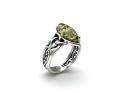 Silver Green Amber Celtic Ring Size M 1/2