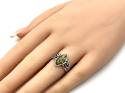 Silver Green Amber Celtic Ring Size M 1/2