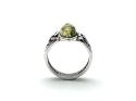 Silver Green Amber Celtic Ring Size M 1/2