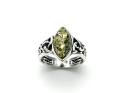 Silver Green Amber Celtic Ring Size M 1/2