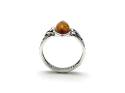 Silver Celtic Cognac Amber Ring Size R