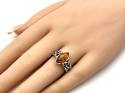 Silver Celtic Cognac Amber Ring Size R