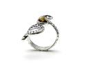 Silver Amber Sea Creature Ring Size K