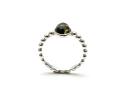 Silver Oval Green Amber Stacker Ring Size K