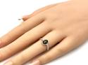 Silver Oval Green Amber Stacker Ring Size K
