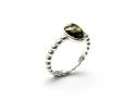 Silver Oval Green Amber Stacker Ring Size K