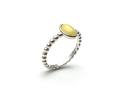 Silver Milky Amber Stacker Ring Size O