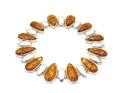 Silver Amber Bracelet 7 1/2 Inch
