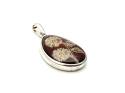 Silver Amber Lazer Engraved Teardrop Pendant