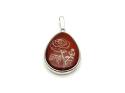 Silver Amber Lazer Engraved Teardrop Pendant