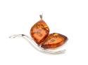 Silver Amber Butterfly Pendant