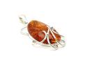 Silver Amber Teardrop Pendant