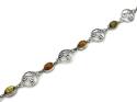 Silver Multi Amber Celtic Bracelet 7 1/2 Inch