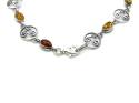 Silver Multi Amber Celtic Bracelet 7 1/2 Inch