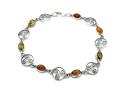 Silver Multi Amber Celtic Bracelet 7 1/2 Inch