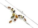 Silver Multi Amber Leaf Necklet