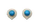 Silver Reconstituted Turquoise Round Stud Earrings