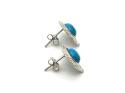 Silver Reconstituted Turquoise Round Stud Earrings