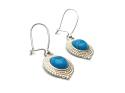 Silver Reconstituted Turquoise Drop Earrings