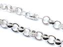 Silver Round CZ Belcher Chain 26 Inch