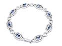 Silver Purple & White CZ Fancy Bracelet 8 Inch