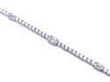 Silver Pink & White CZ Fancy Tennis Bracelet
