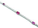 Silver Red & White CZ Fancy Tennis Bracelet