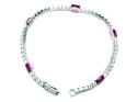 Silver Red & White CZ Fancy Tennis Bracelet